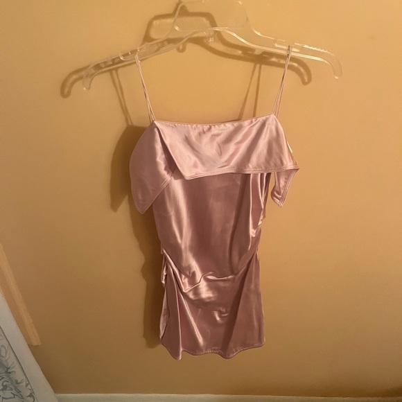 Helmut Lang Pink Drape Satin Mini Dress - Picture 2 of 8